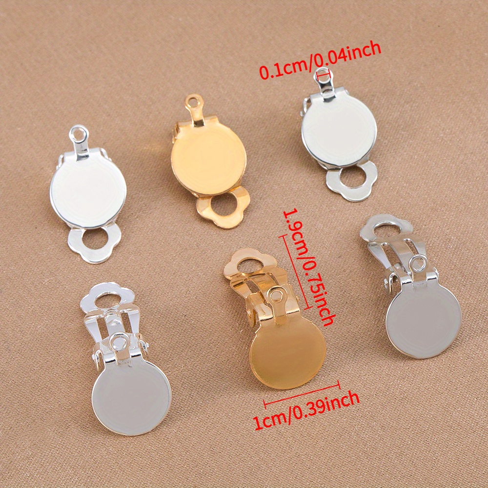 50pcs Fashion Frog Round Blank Ear Clip Base, DIY Supplies